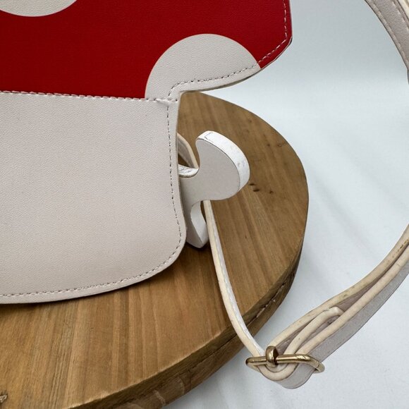 Mushroom-Shaped Red & White Faux Leather Crossbody Bag With Adjustable Strap - Picture 4 of 8